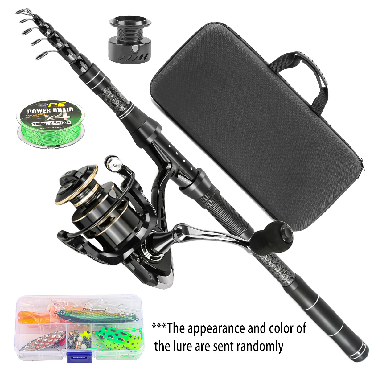 Fishing Lure Box - Carbon Fiber Telescopic Lure Rod Set