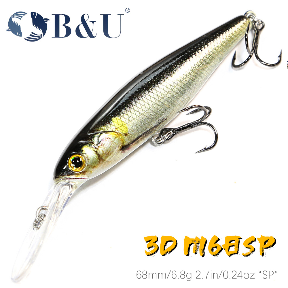 B&U  68mm 3D Printing Shad Sus - Fishing Lure Jerkbait recension och pris