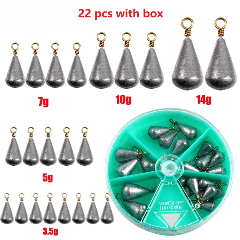 22Pcs with box Lead Fishing Si - Fishing Lure Spinnerbait recension och pris