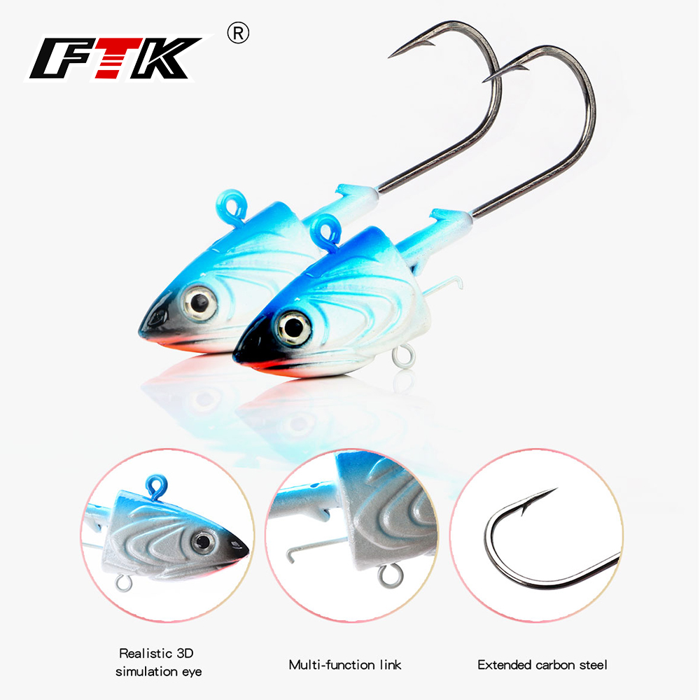 FTK 2PCS Jig Head Fishing Hook - Fishing Lure Soft Plastic recension och pris